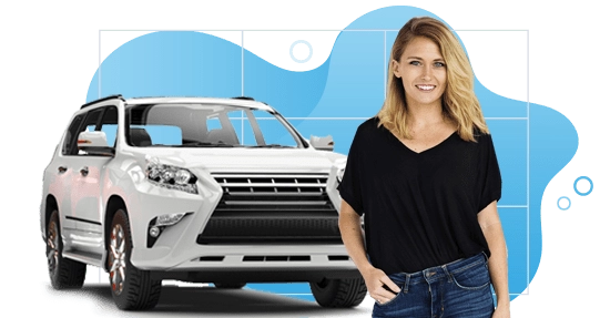 Woman standing next to white SUV